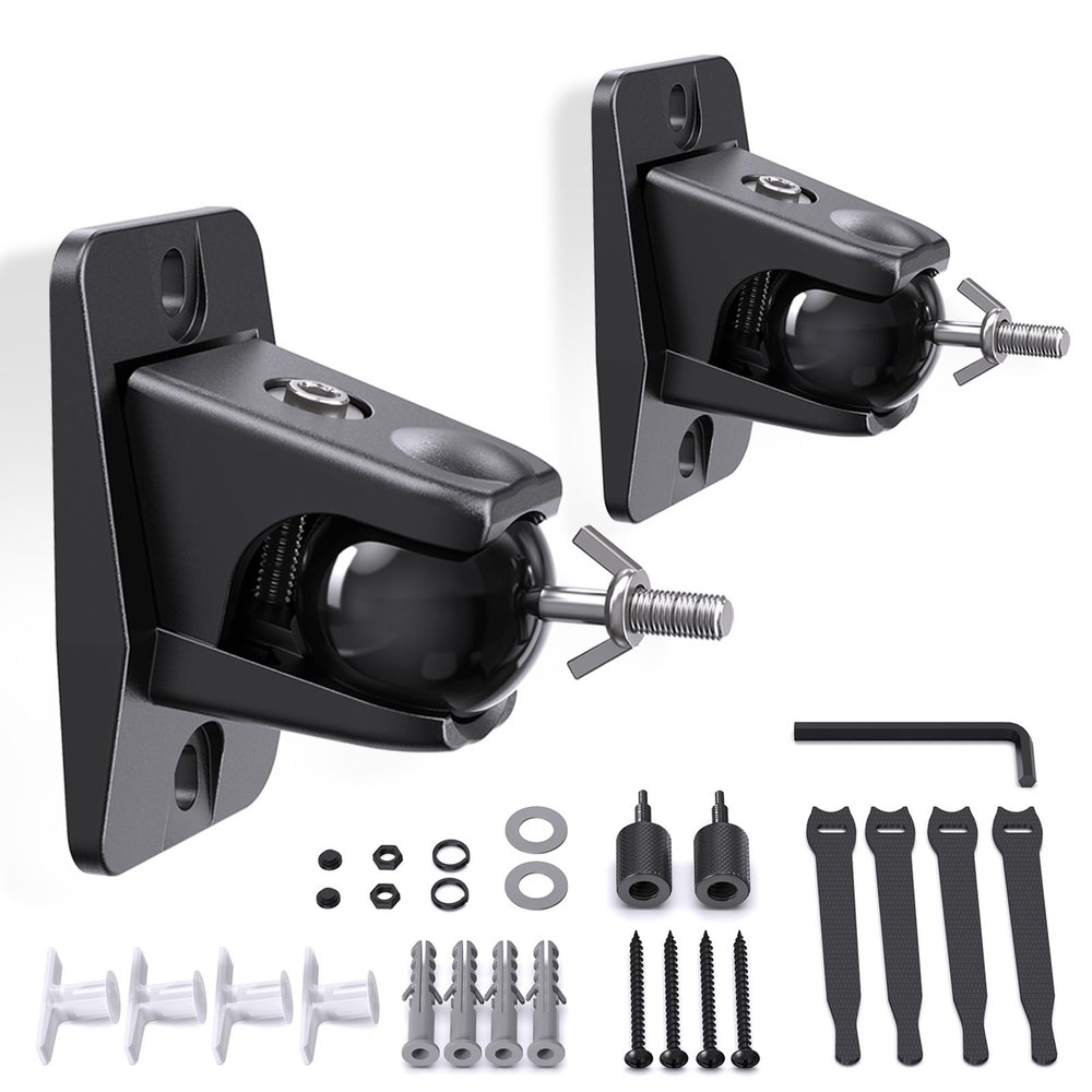Surround Sound Rear Speaker Wall Mount, Ceiling Mount Bracket for Universal Satellite, fits Keyhole and Thread Hole with 1/4"- 20 Threads, 5mm and 4mm, Compatible with Roku, Samsung q990d & Others