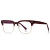 weiyuchen Male Blue Light Blocking Glasses Frame Half Frame Fashion Eyeglasses Square Tr90 Acetate Temple Glasses (red brown gold) view 1