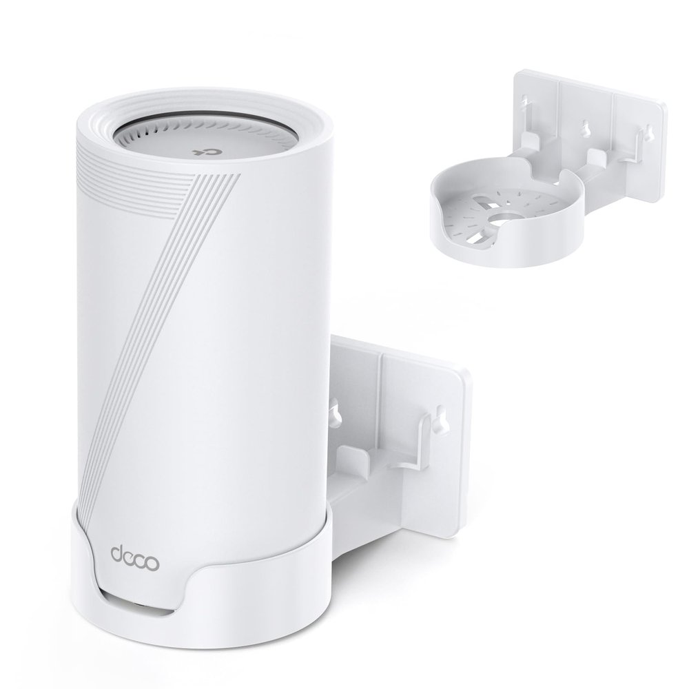Wall Mount Kit for TP-Link Deco BE75/BE85/BE95 WiFi 7 Mesh System  Space-Saving Bracket with Cable & Power Adapter Storage, Secure & Stylish Design for Home and Office (White, 1-Pack)
