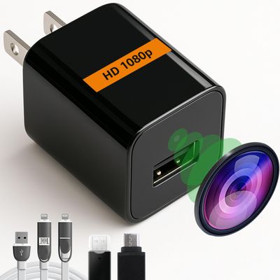 ALPHA TECH Hidden Spy Camera 1080p  Plug-in Mini Cam, No Wi-Fi, MicroSD Recording, Motion Detect, Loop Storage, Wide-Angle Lens  Discreet Indoor Nanny Cam for Home & Office