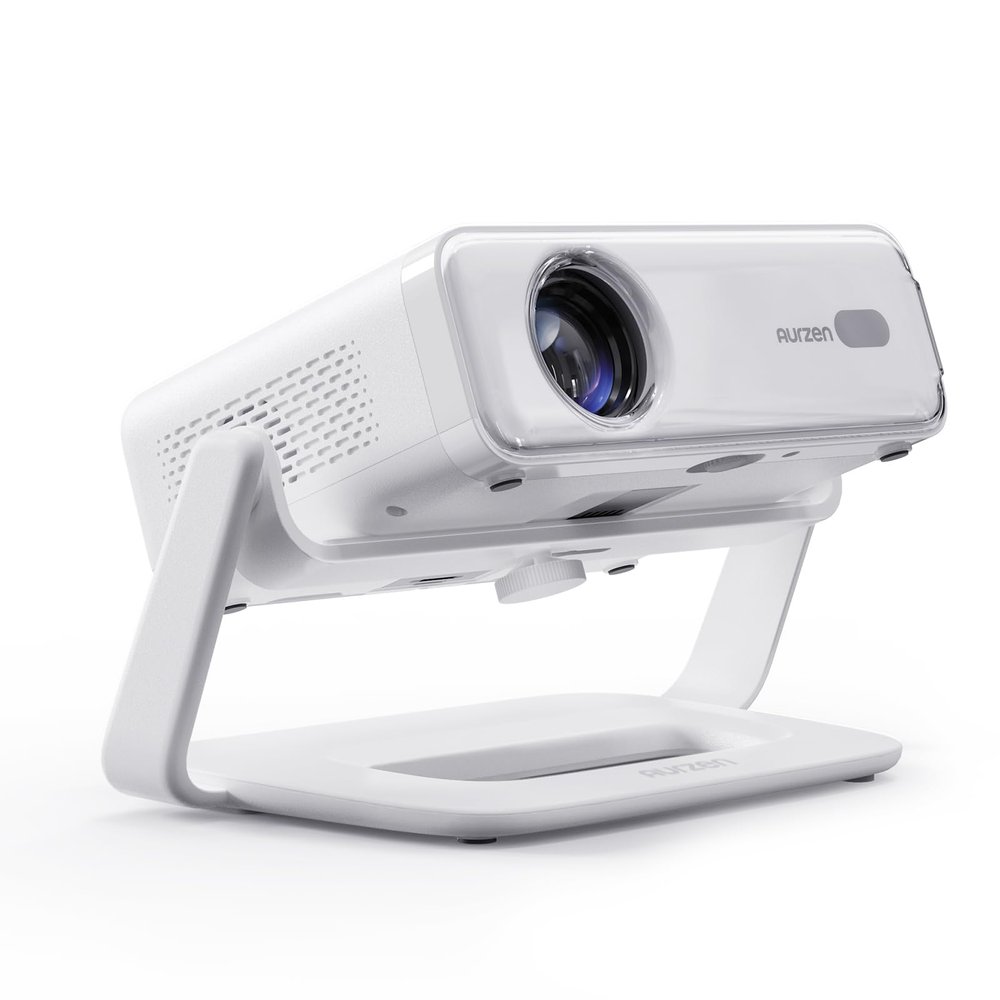 Aurzen D1 Smart Projector and 180 Adjustable Projector Stand Bundle Home Theater Ready, -Inch Screw Compatible