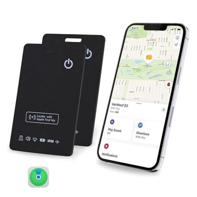 [Apple MFi Certified] LBPRT Air-Tag Card Rechargeable Wallet Tracker Thin 1.6mm 2 Pack, Smart Locator Work with Apple Find My (iOS Only, Android not Supported), Item Finder for Luggage Suitcase Bags.