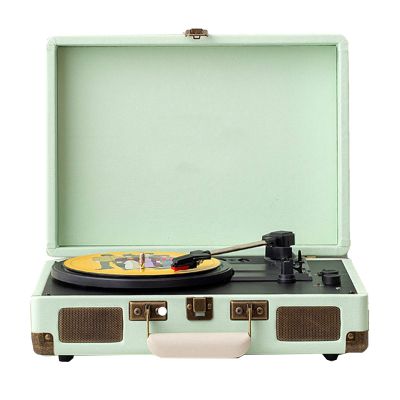 Bluetooth Record Player 3-Speedbuilt-in Stereo Speakers,Supports RCA Outputaux Input,Bluetooth and Headphone Jack,Suitcase Design,Decorations Gifts