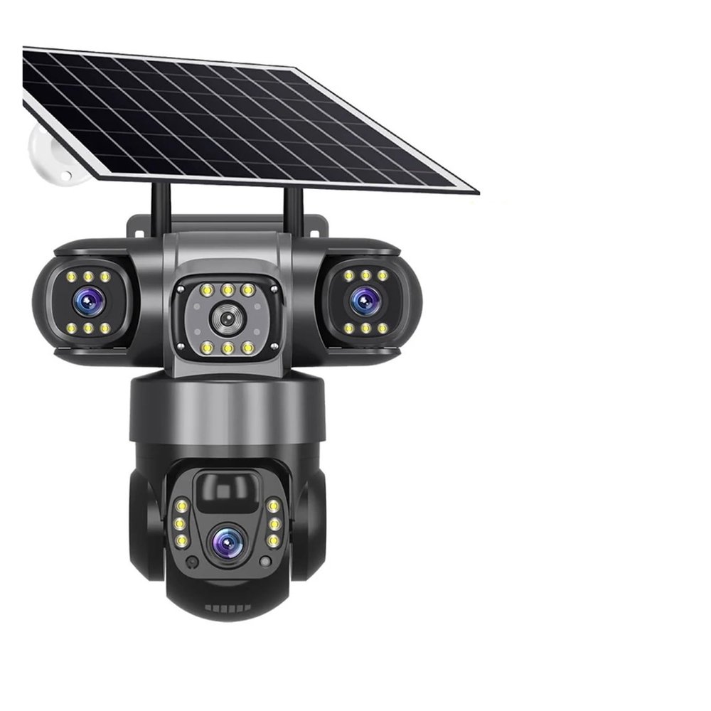 LNBBEQ Solar Camera 4G Sim Outdoor 3 Lens 3 Screen 10X Zoom PIR Human Detect Cameras Waterproof Night Vision CCTV Security Protection(4G Camera)