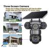 LNBBEQ Solar Camera 4G Sim Outdoor 3 Lens 3 Screen 10X Zoom PIR Human Detect Cameras Waterproof Night Vision CCTV Security Protection(4G Camera) view 3