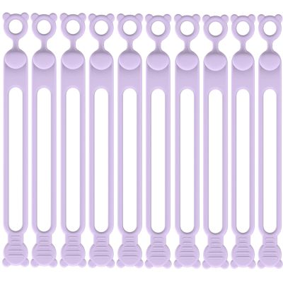 10PCs Silicone Cable Straps Cord Organizer for Bundling Earphone, Phone Charger, Computer Cords, Reusable Cable Ties Wire Organizer in Home,Office,Kitchen,School
