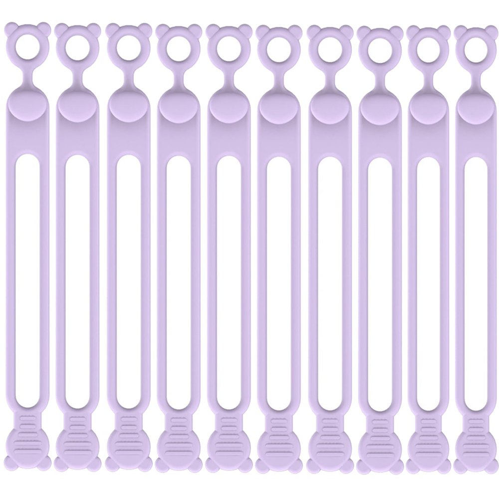 10PCs Silicone Cable Straps Cord Organizer for Bundling Earphone, Phone Charger, Computer Cords, Reusable Cable Ties Wire Organizer in Home,Office,Kitchen,School