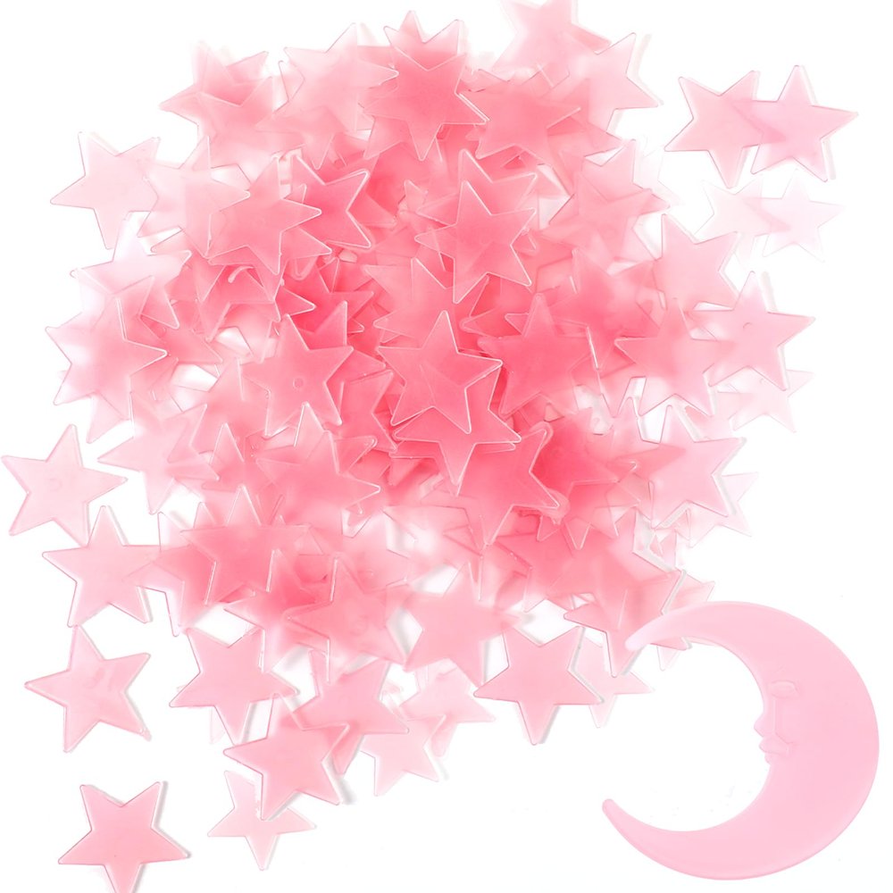 100 Stars & 1 Moon Glow in the Dark Stars for Ceiling