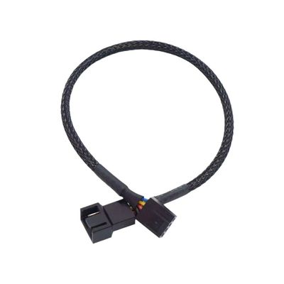 mangxiyis New 4 Pin Pwm Fan Cable 1 to 4/3/2/1 Ways Splitter Black Sleeved 27cm Extension Cable Connector Pwm Extension Cables(1 to 1)