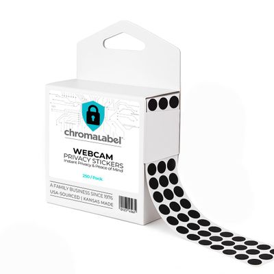 250 Pieces 1/4 Inch Webcam Cover Dots, ChromaLabel Black Privacy Stickers, Laptop Camera Covers for Security and Travel in Dispenser Box