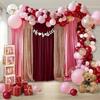 10ft x 8ft Burgundy Backdrop Curtains Polyester Photography Drapes Fabric 4 Panels 5ft x 8ft for Baby Shower Wedding Party Birthday Decorations view 2