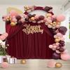 10ft x 8ft Burgundy Backdrop Curtains Polyester Photography Drapes Fabric 4 Panels 5ft x 8ft for Baby Shower Wedding Party Birthday Decorations view 4
