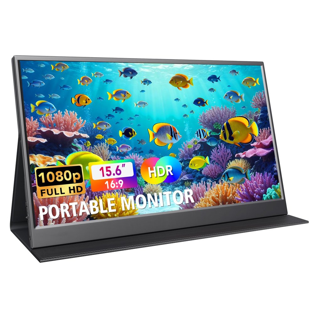 LUMIPIX 15.6 Inch Portable Monitor 1080P FHD IPS Gaming Display Monitor with USB-C & HDMI Light Weight Ultra-Slim External Second Screen (with Cover)