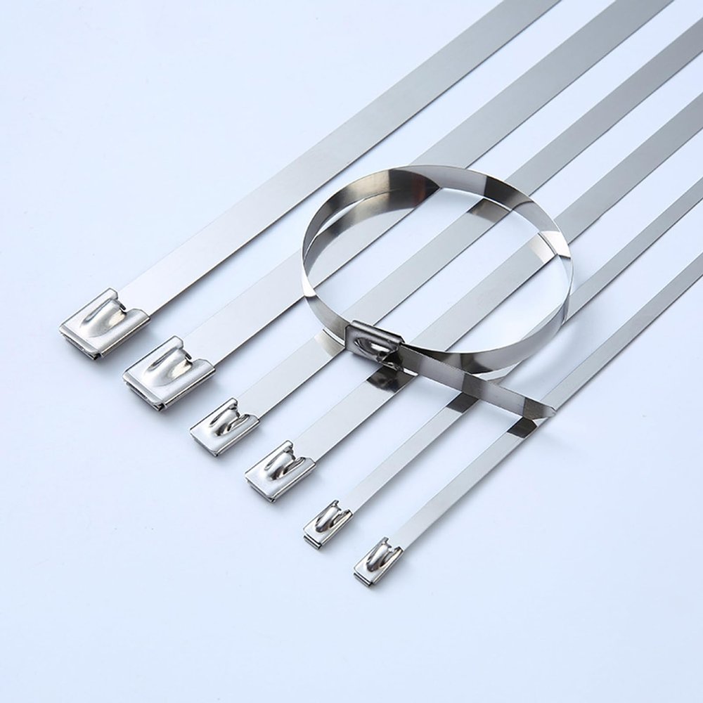 100 Pcs 304 Stainless Steel Cable Ties, 7.9MM Width Heavy Duty Self-Locking Zip Ties for Machinery, Vehicles, Farms & Outdoor Fences 7.9mm Width length200MM