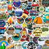 100PCS Camping Stickers, Outdoor Adventure Hiking Sticker for Water Bottle Luggage Journal Scrapbook, Camping Waterproof Vinyl Stickers for Kids Teens Adults Camper Party Favors view 3
