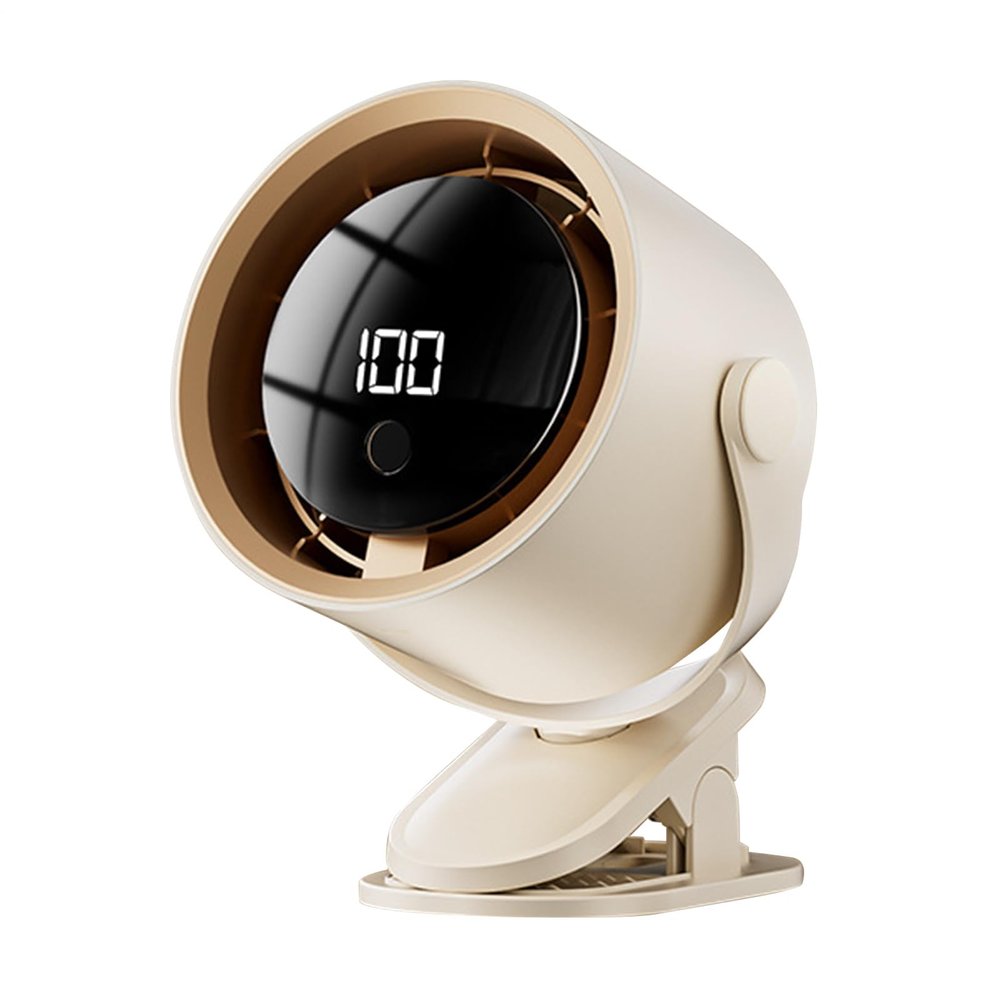 Car Clip On Fan, 100-Speed USB Rechargeable Fan, Quiet with LED Display, Portable Auto Cooler, Ventilation Accessory for Camping, Kitchen, Dorm, Hot Weather, and Road Trips