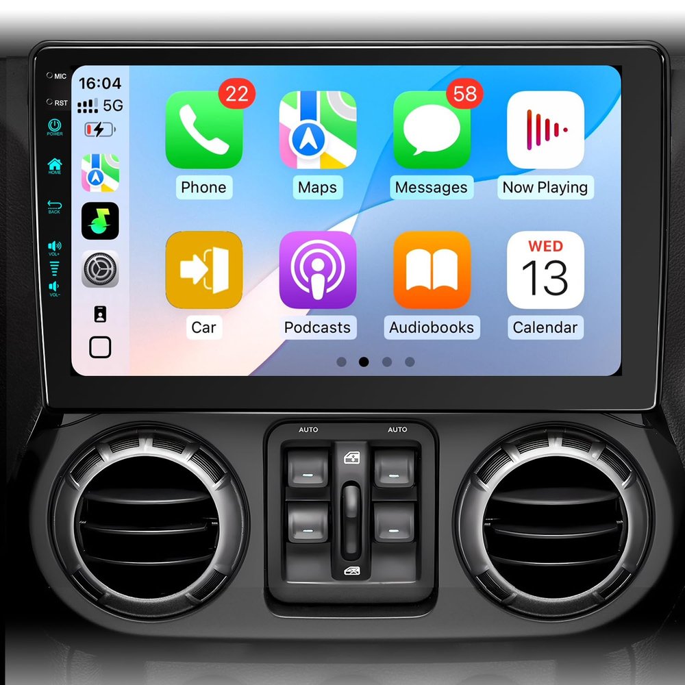 10.2 Inch Car Radio Stereo Upgrade Android 13 for Jeep Wrangler JK 2007-2018 with CarPlay Android Auto 1080P Backup Camera/BT5.4 ((4Ram 64Rom) 10.2)