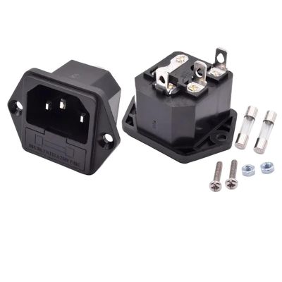 5PCS 10A250V LZ-14-F1-3P 3 Pins Panel Mounted Connector with 5x20mm Fuse C14 AC Electrical Inlet Module Power Socket(100PCS) (100PCS,AC-03 Copper Pins)