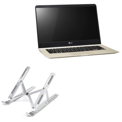 BoxWave Stand and Mount Compatible with LG Gram 14Z950 - Compact QuickSwitch Stand, Portable Multi Angle Viewing Foldable Riser - Metallic Silver