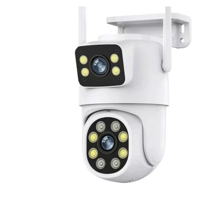 LNBBEQ 10MP Dual Lens WiFi Camera PTZ Outdoor 4K Dual Screen Security Camera Auto Tracking Monitoring Video Surveillance(US Plug,8MP Add 64G Card)