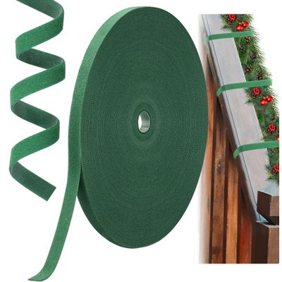 100 Ft Christmas Garland Ties Green Holiday Garland Ties Adjustable Cable Straps Cuttable Nylon Garden Plant Cable Straps for Xmas Tree Party Wreath Yard Wall Doorway Outdoor Decoration