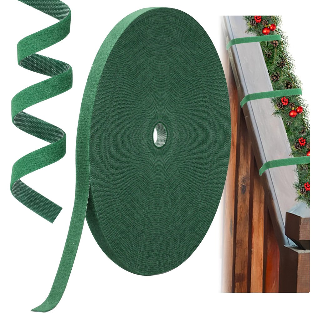 100 Ft Christmas Garland Ties Green Holiday Garland Ties Adjustable Cable Straps Cuttable Nylon Garden Plant Cable Straps for Xmas Tree Party Wreath Yard Wall Doorway Outdoor Decoration