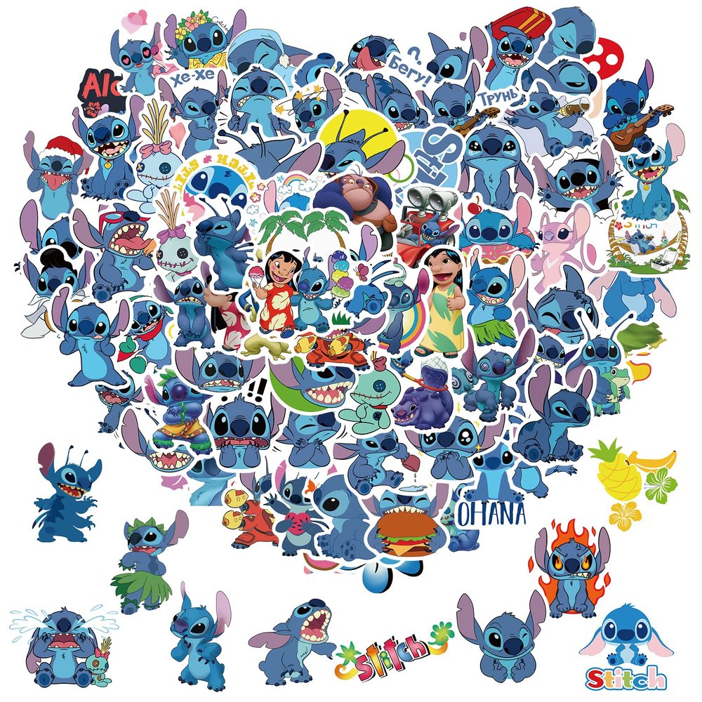 100pcs Cute Stitch Cartoon Stickers for Kids Water Bottle, Cool Lilo Stitch Waterproof Vinyl Stickers for Teen Girl Laptop Skateboard Bike Guitar Laggage Bicycle Travel Case