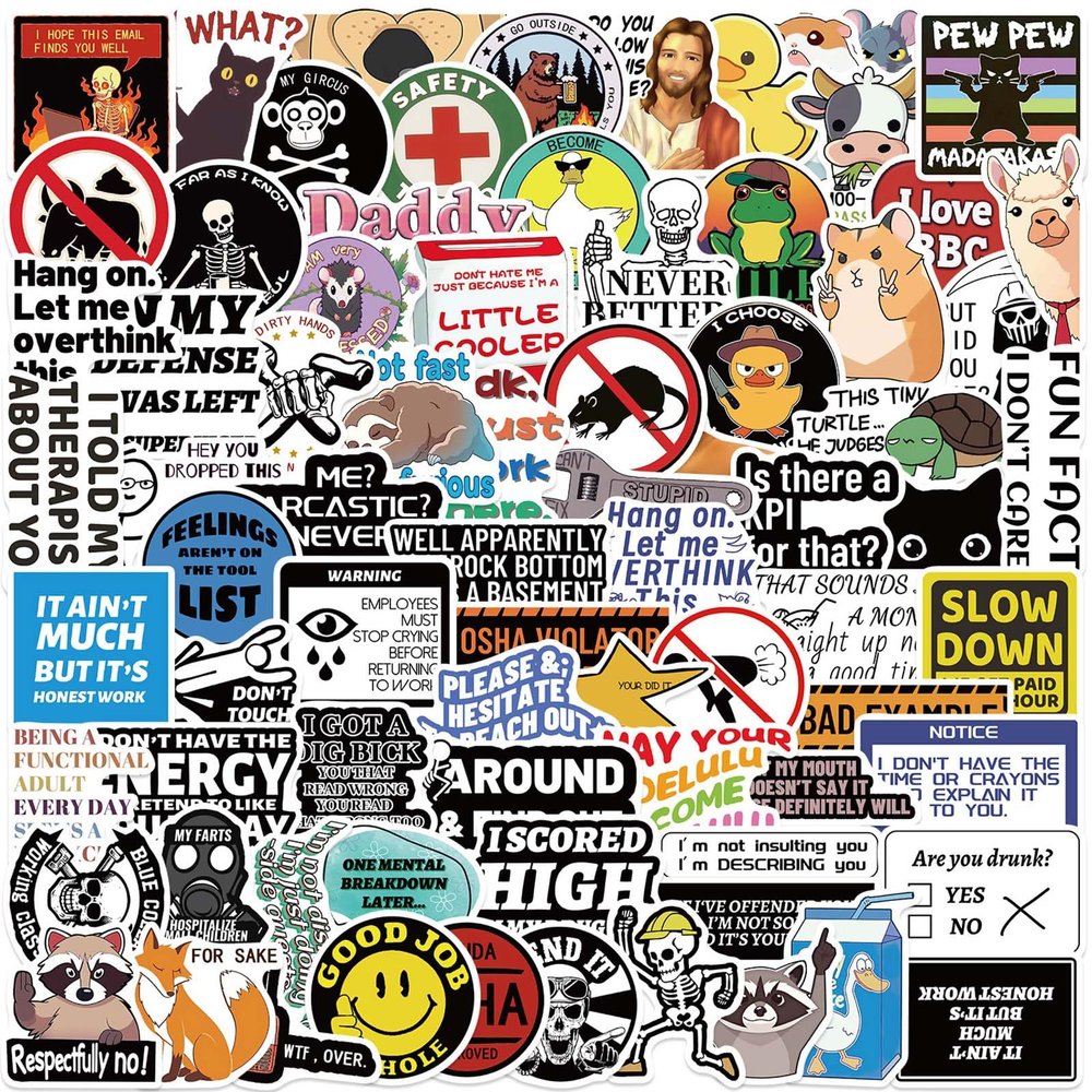 100PCS Funny Stickers for Adults, Sarcastic Meme Stickers for Laptop, Water Bottle, Skateboard, Luggag, Funny Meme Water Bottle Sticker