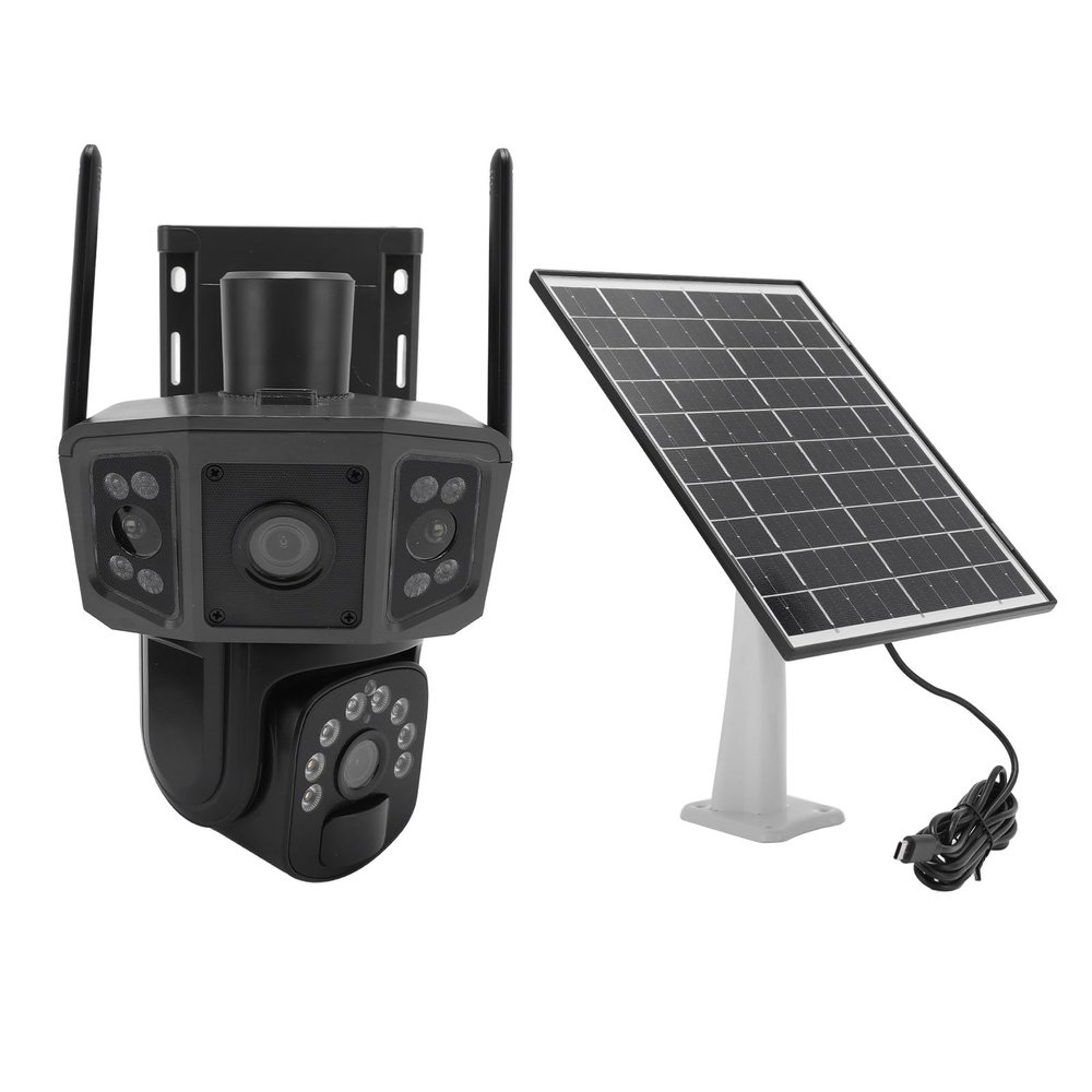 Dpofirs 8MP Security Camera with Solar Panel, Outdoor Surveillance Camera Dual Lens, IP66 Water Proof, 4G Full Network (EU Version)