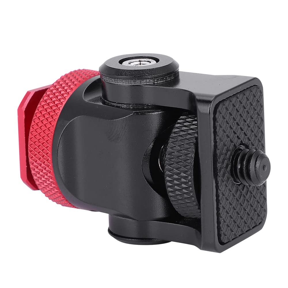 Phefop Hot Shoe Mount Sustainable Aluminum Bracket for Camera Flash Monitor Microphone Holder, Lightweight Mini Standard for Photography Enthusiasts Black (Black Red)