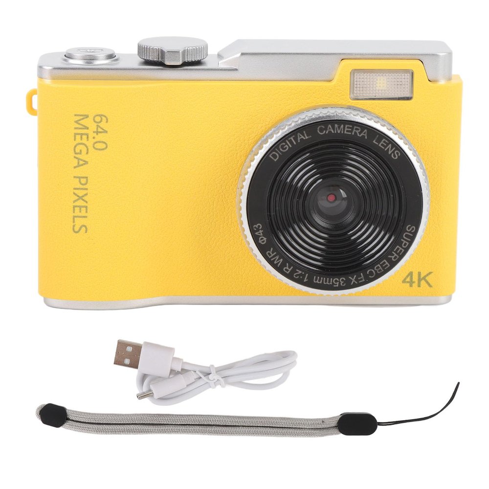 4K 64MP Digital Camera | 2.4inch IPS Screen & 16x Zoom | Rechargeable Portable Camera for Travel/Vlogging/Selfies | Image Stabilization & Illumination (No Memory Card)