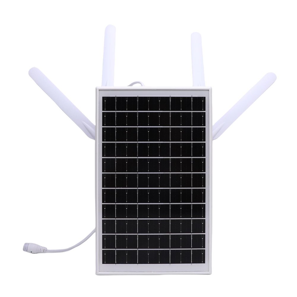 Bewinner 12W Solar Powered 4G LTE Router, IP66 Water Proof, 300Mbps WiFi Booster with SIM Slot for Off Grid RV Farm, Outdoor Solar WiFi Extender, 18000mAh 7 Day Power(150M Range) (Black Antennae)