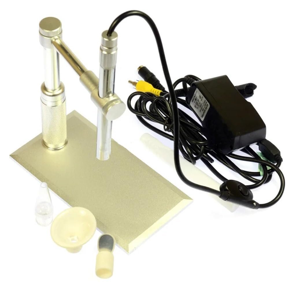 Lab Microscope Slides 200X 2MP HD Digital Zooming AV TV Video Microscope Set with 8 LED Light + Aluminium Alloy Stand Holder Microscope Parts(NTSC)