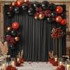 10x12ft Black Backdrop Curtain Panels for Parties - Wrinkle Free Polyester Photo Curtain Backdrop Wedding Back Drop Fabric Drapes for Party Decorations Background for Photography view 2