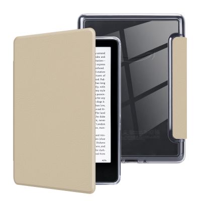 MOROCK Slim Case for 6" Kindle Paperwhite 10th Generation 2018 Release(Model No. PQ94WIF), Premium Lightweight PU Leather and PC Clear Acrylic Back Cover, Auto Wake/Sleep E-Reader, Oat Coffee