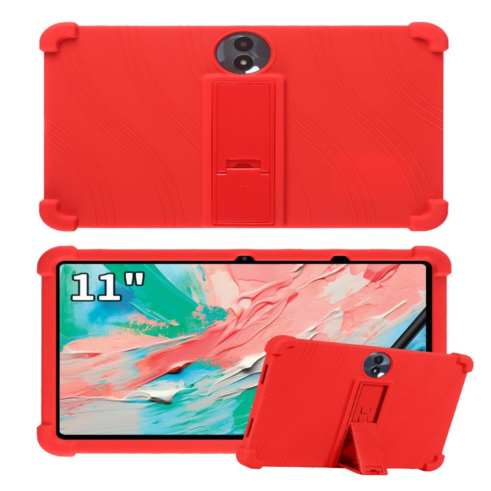 11" Case for TCL NXTPAPER 11 Gen 2 Android Tablet (Model 9465X), FJIASTB Soft Silicone Kids Friendly Cover with Adjustable Stand, Drop-Proof (Red)