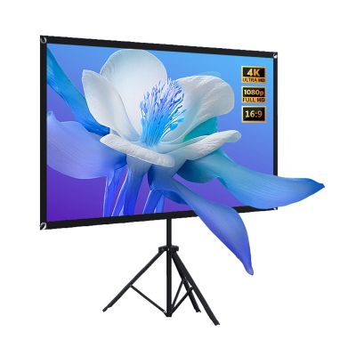 4K Ultra HD Portable Projector Screen with Tripod Stand and Carry Bag, 16:9 Foldable Movie Screen for Camping Party, Home Theater(80" (16:9))