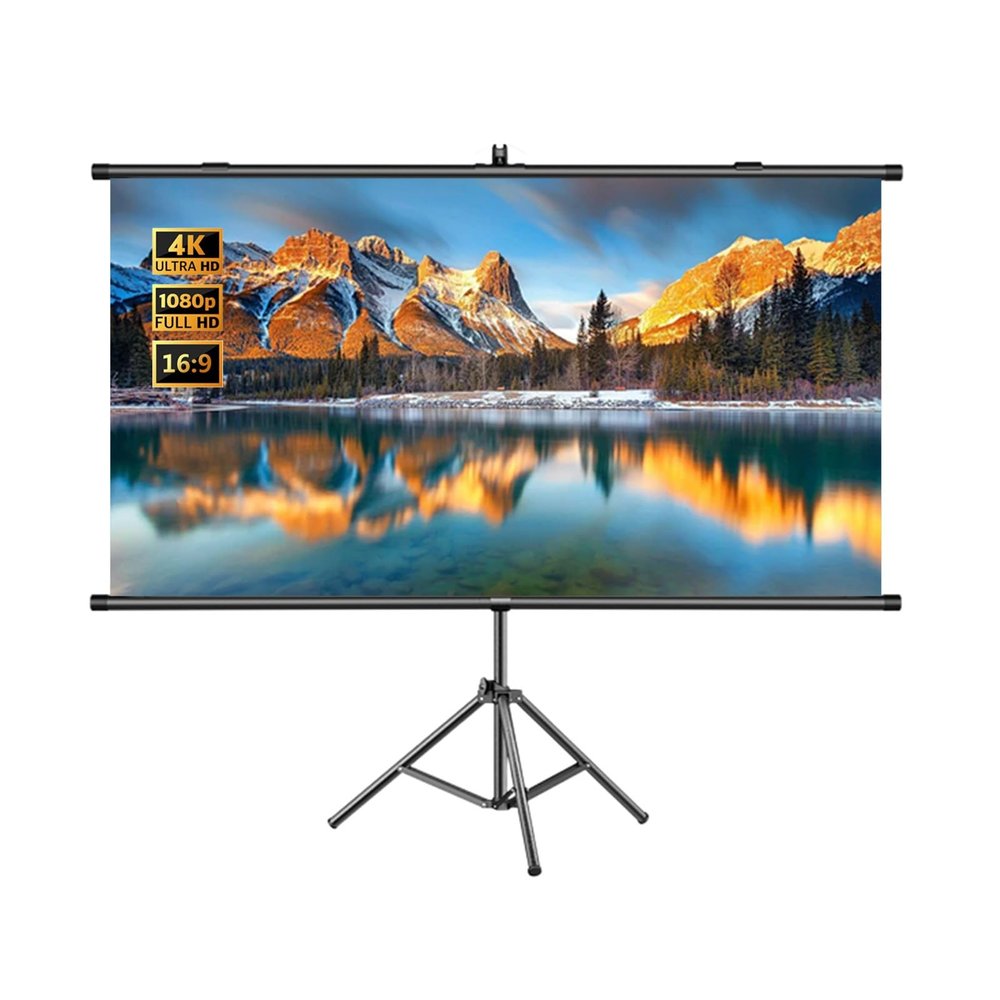 60" 72" 84" 4K Ultra HD Portable Outdoor Projection Screen with Tripod Stand, Wall-Mounted Movie Screen for Indoor Outdoor Theater(72"(16:9))