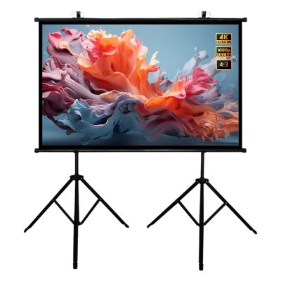 60 72 84 92 inch Outdoor Movie PVC Screen with Tripod, 4K HD Wall-Mounted Projection Screen for Camping Party, Home Theater, Office(84"(4:3))
