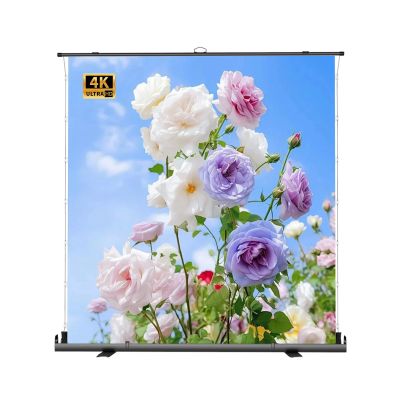 60" 72" 80" 92" Manual Pull Up HD Movie Screen, Adjustable Screen Height, Anti-Crease for Outdoor Indoor Theater Home Backyard(80 Inch)