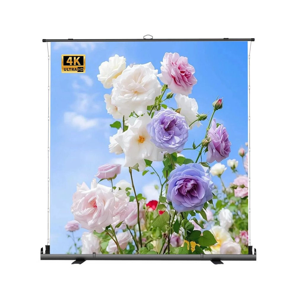 60" 72" 80" 92" Manual Pull Up HD Movie Screen, Adjustable Screen Height, Anti-Crease for Outdoor Indoor Theater Home Backyard(80 Inch)