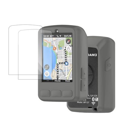 YAJOJO For Wahoo ELEMNT ROAM V3 GPS Cycling/Bike Computer Screen Protector (2 pack) and Soft Silicone Case Cover,Anti-Scratch & Anti-vibration & Transparent, High Definition Full Coverage.(GRAY)