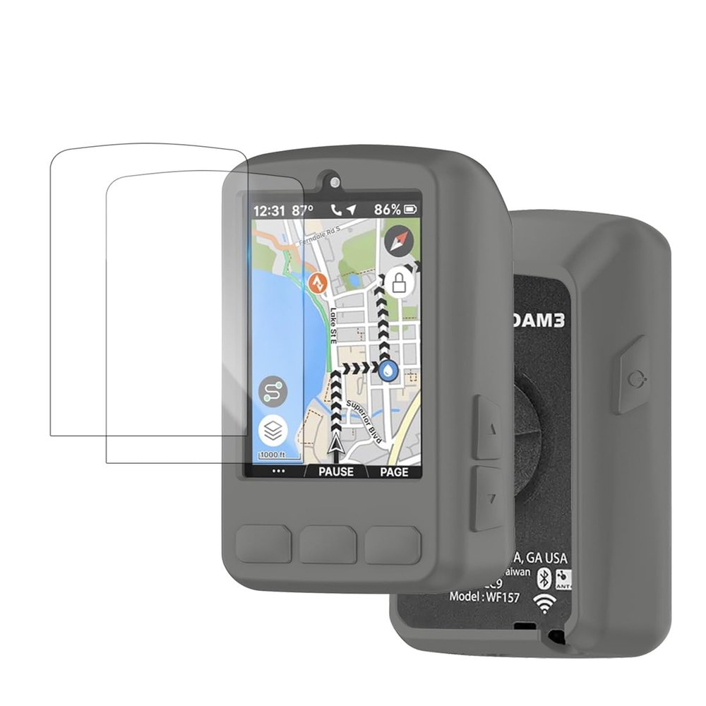 YAJOJO For Wahoo ELEMNT ROAM V3 GPS Cycling/Bike Computer Screen Protector (2 pack) and Soft Silicone Case Cover,Anti-Scratch & Anti-vibration & Transparent, High Definition Full Coverage.(GRAY)
