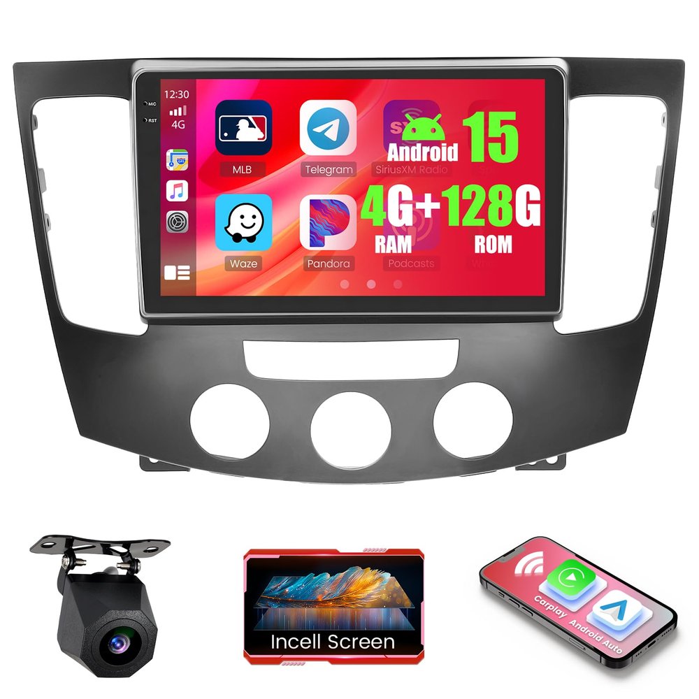 4+128GB Android 15 Car Radio for Hyundai Sonata Wireless Carplay Android Auto, Realdio 9" 1280 * 720P in-Cell Touch Screen Stereo with WiFi BT GPS FM/RDS EQ Backup Camera