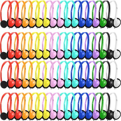 Gaosen 100 Pack Bulk Headphones for Classroom Kids School Students K-12,Wholesale Children Class Set Wired Headphones for Library Chromebook,PC,Laptop,Computer(GS857,Mixed)