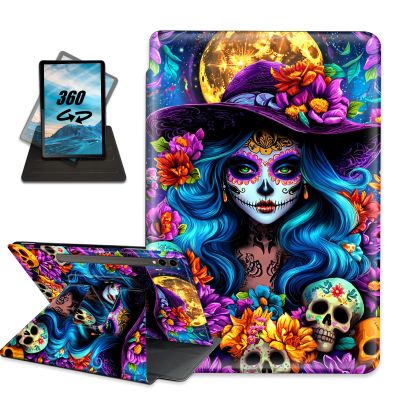 Case for Kindle Scribe 10.2(2022/2024 Release),PU Leather Folio Cover with Auto Sleep/Wake,Multi-Angle Stand,Protective Case for Kindle Scribe,Witch with Skull and Flowers