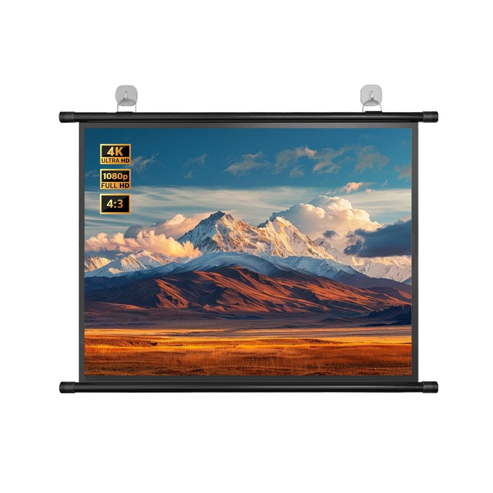 60" 72" 84" 4K HD Roll-Down Movie Screen, 4:3 16:9 Wall-Mounted Projection Screen, Anti Crease for Schools Meeting Conference(84"(4:3))