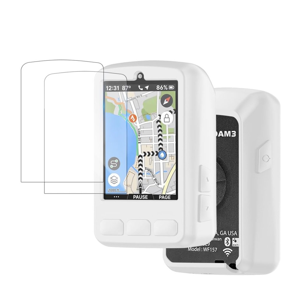 YAJOJO For Wahoo ELEMNT ROAM V3 GPS Cycling/Bike Computer Screen Protector (2 pack) and Soft Silicone Case Cover,Anti-Scratch & Anti-vibration & Transparent, High Definition Full Coverage.(WHITE)