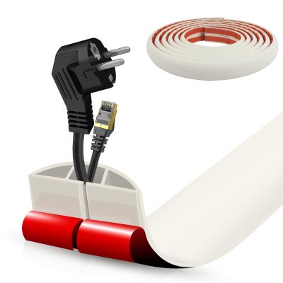 Floor Cord Cover Cable Cavity Self Adhesive Cord Hider Floor 10FT Floor Cable Management Power Cord Protector Floor Electric Cord Covers for Offices, Gym, Exhibitions (Beige, 1.97" x 10')