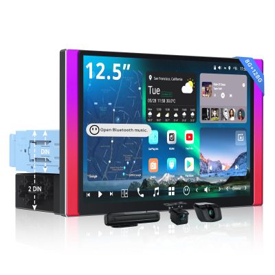 ATOTOZONE X10 12.5" QLED Floating Display Android Car Stereo, Single/Double-DIN, Dual-Cam DVR, AI Vision, Re-Mote LiveView, 7.1.2 Audio, 4V RCA, HDMI in, ADS Protocol, 8G+128G, 4G LTE, Parking Guard